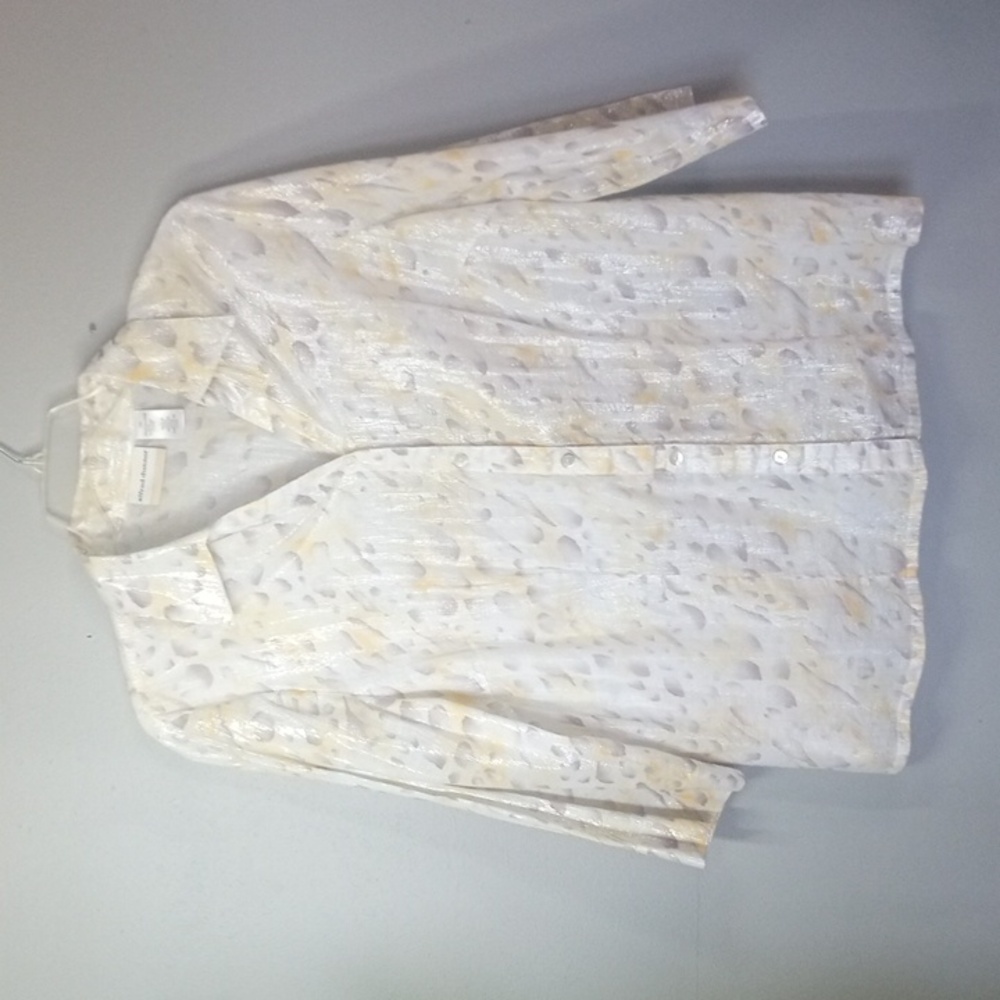Alfred Dunner Women's Shimmering White/Gray/Yellow Blouse Size 18